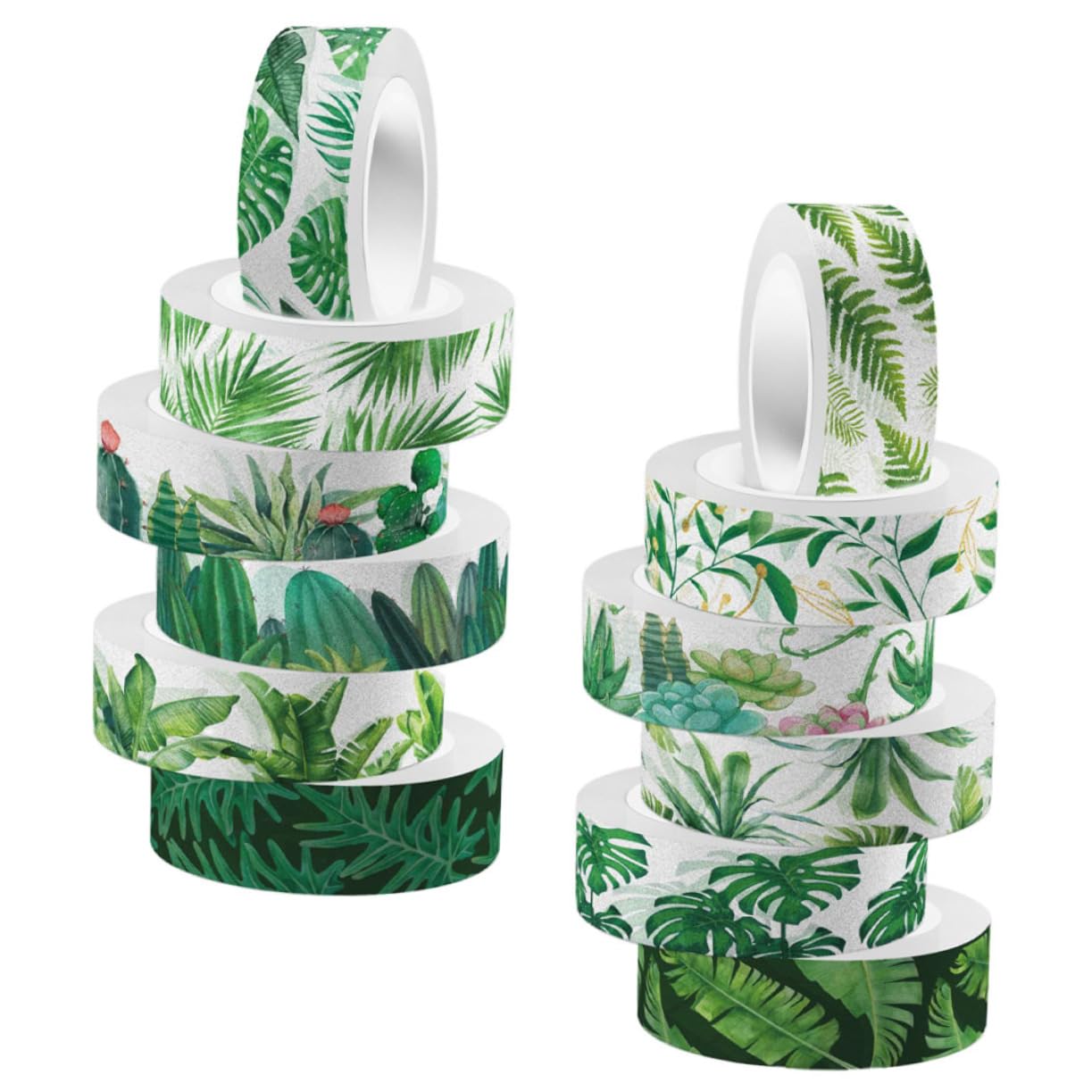 NUOBESTY 60rotoli Nastro Adesivo Decorativo Washi Tape Verde Di Nastro Per Crafting Per Scrapbooking e Decorazioni Fai Da Te Design Unico Di Foglie Estive Adesivo Rimovibile e Facile Da