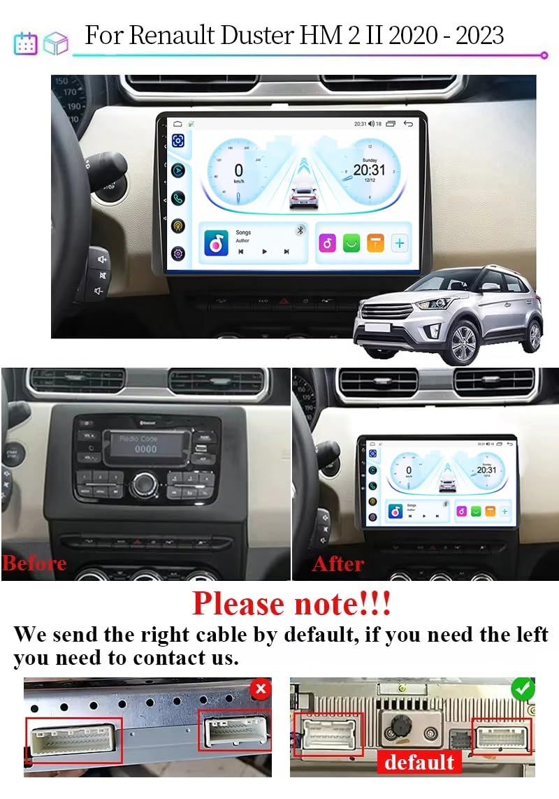 9-calowy dotykowy radio GPS dla Renault Duster HM 2 II 2020-2023, obsługuje BT WiFi Mirror Link 4G sterowanie z kierownicy(HM604 4 Core Wifi 2+64GB)