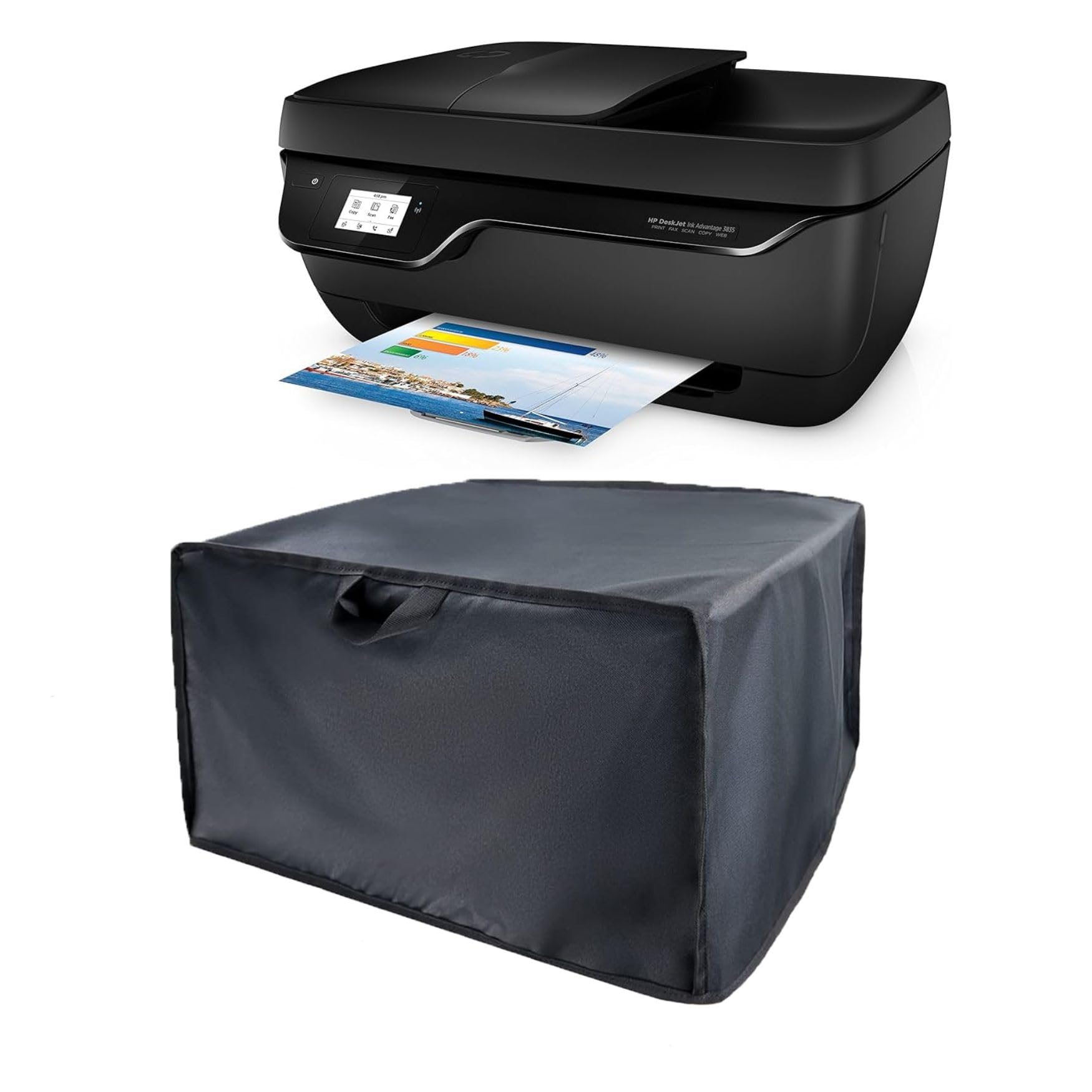 Printer Dust Cover Compatible for HP DeskJet 3835, 3777 Ink Advantage,Premium Nylon, Water-Resistant, Durable, Anti-Static Protection for Home & Office Printers (Dorca)- Black-image-21