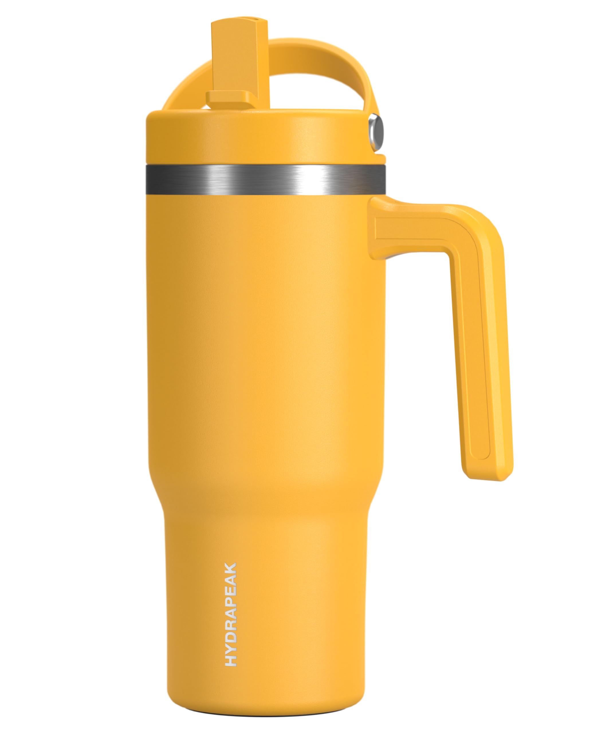 Hydrapeak Kids Voyager 18 oz Tumbler with Handle and Flip-Up Straw Lid | Spill Proof and Leak Resistant | Reusable Stainless Steel Water Bottle | Gift for Kids Boys Girls | Mango