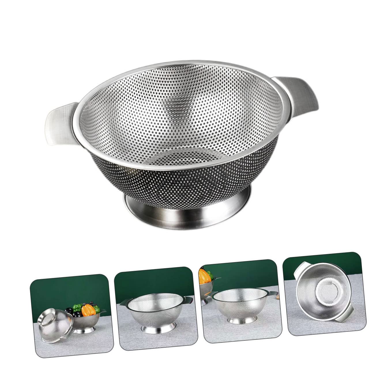 Escurridor de Cocina Redondo de Acero Inoxidable, Cesta