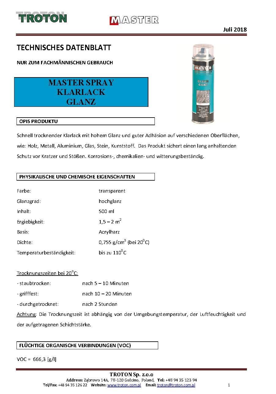 Troton KLARLACK 6 x 500ml SPRAY GLANZ SPRÜHLACK LACKSPRAY AUTOLACK 1K HS GLÄNZEND SPRAYDOSE