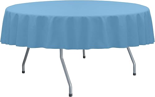ULTIMATE TEXTILE Cotton-Feel - Mantel redondo de comedor fino de 72 pulgadas, color azul claro