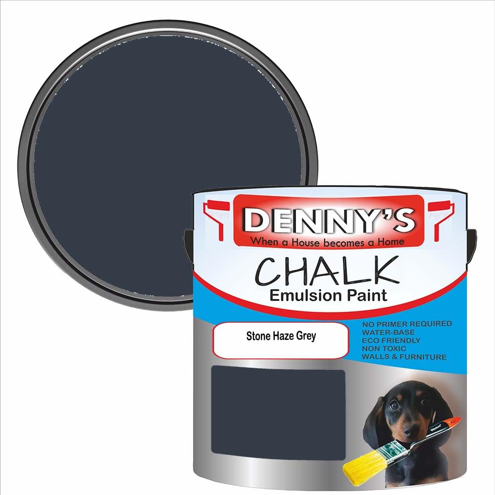 SCOOBYS PAINTS BACK IN THE MIX Chalk Emulsion Matt Paint, Water-Based, No Primer Required, For Walls and Furniture Grey, (Stone Haze Grey, 250Ml Tin)