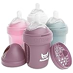 Herobility Double Anti-Colic Baby Bottles - 5 fl oz/140ml - 4-Pack - Multicolor - White, Gray, Pink, Hawthorn Rose