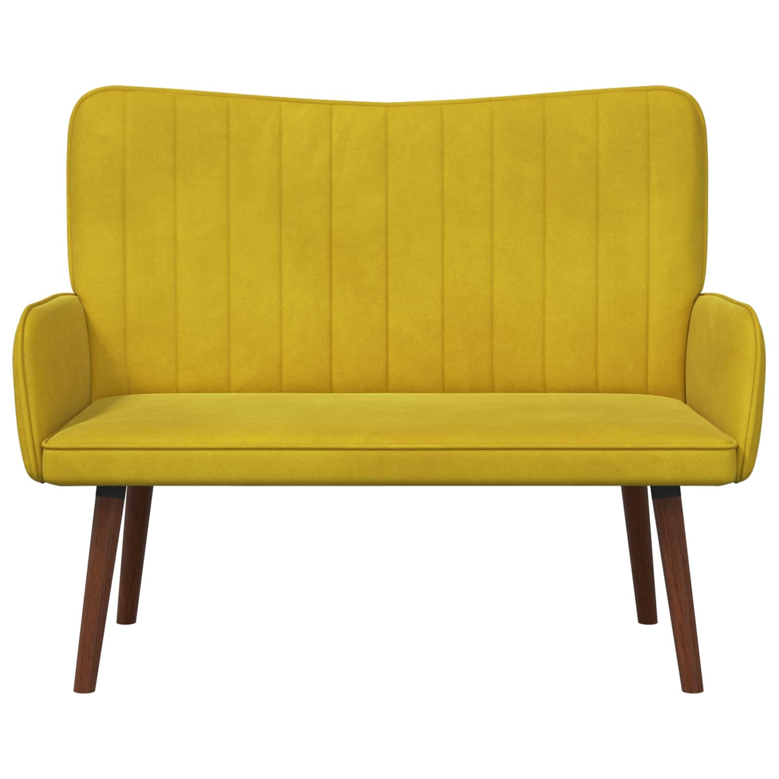 vidaXL Zweisitzer Sofa Gelb 115 x 61 x 87 cm Samt, Moderner Samt-Loveseat, robuster 2-Sitzer, ergonomische Couch, platzsparend für schicke Wohnzimmermöbel
