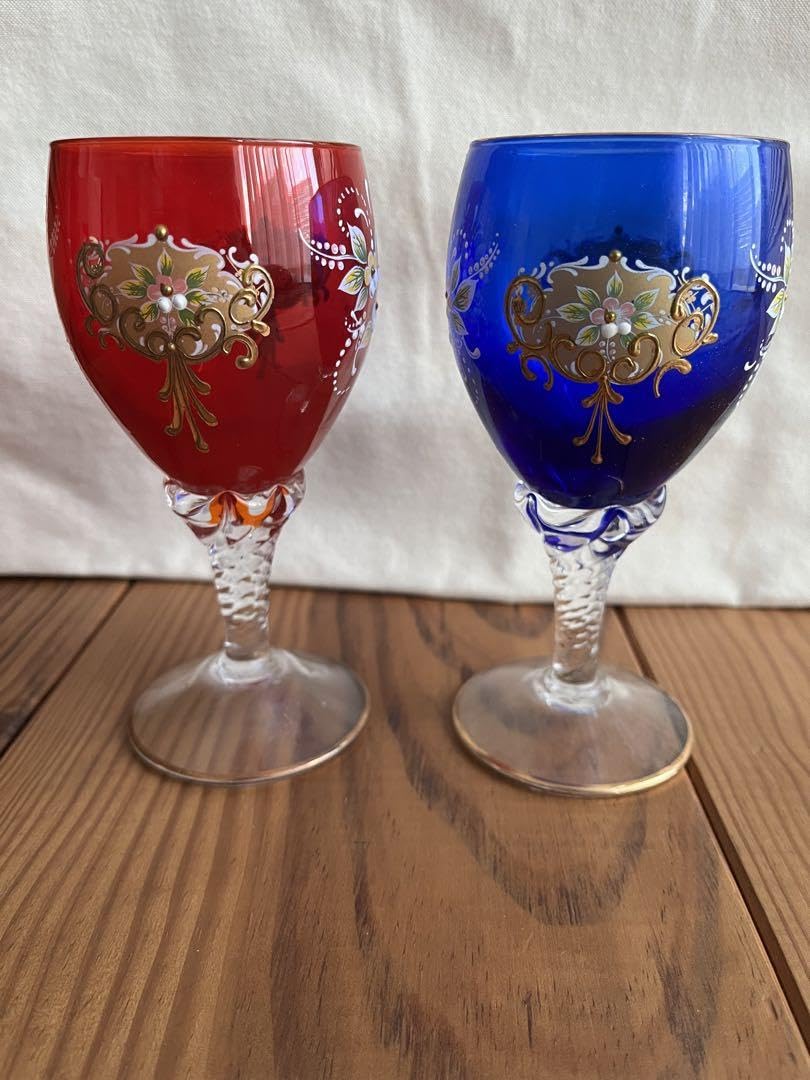 イタリア ベネチアンガラス ペアワイングラス