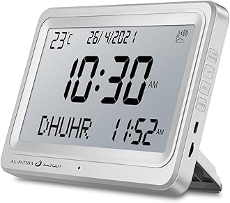 Azan Clock, Automatic Worldwide Digital 8 Azan Prayer Sounds Muslim Prayer Clock for USA Home Decor (White)