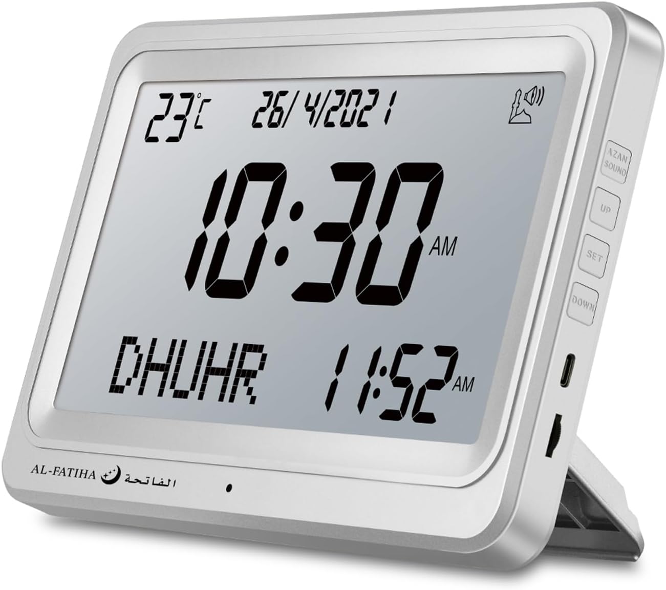 Azan Clock, Automatic Worldwide Digital 8 Azan Prayer Sounds Muslim Prayer Clock for USA Home Decor (White)