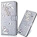 Produktbild 3D Butterfly Bling Glitter Glitzer Diamond Musterg Ledertasche Slim Retro Bookstyle mit Standfunktion Karteneinschub Magnetverschluss Flip Wallet Hülle Schutzhülle für Huawei Mate 10 Pro