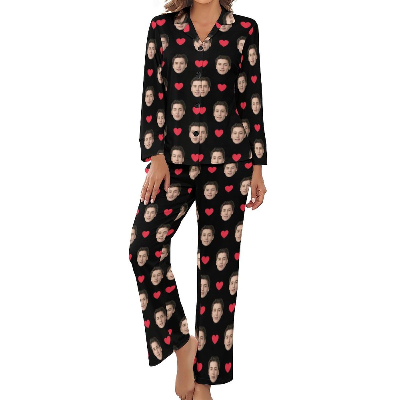 Set Pigiama Donna Personalizzato con Foto del Viso Set di Pigiami da Donna Personalizzati con Foto Set di Pigiami da Donna Set di Pigiami da Donna Personalizzati Pjs per la Notte