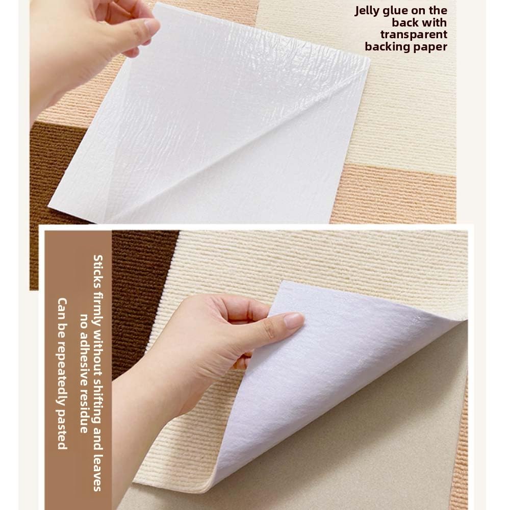 10 Pcs Dalles de tapis imbriquables, dalles de tapis imbriquables à adhésion statique, tapis puzzle sans colle style japonais, revêtement de sol sûr pour chambre et salon, 30×30cm (Dark Gray)