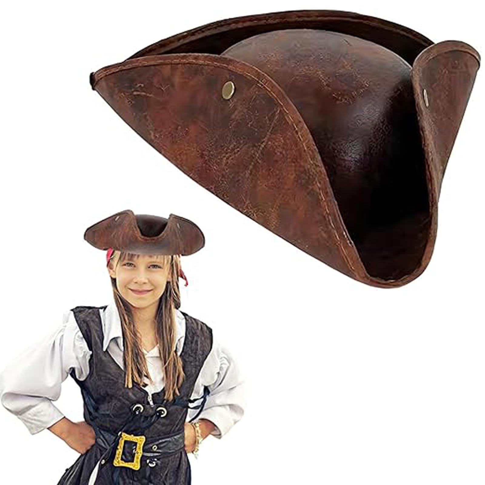 Bodeshis 1 Pcs Tricorn Hat, Pirate Hat for Women Adult Pirate Costume Accessory, Themed Party Hat