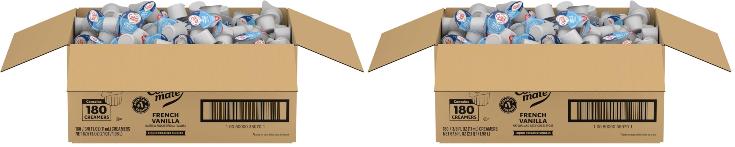 Coffee Creamer, French Vanilla, Liquid Creamer Singles, Non Dairy, No Refrigeration, Box of 180 (Pack of 2)