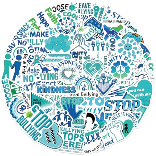 50 Pcs Anti Bullying Stickers Suitable for School classrooms, Student Supplies, laptops, Water Bottles, conveying Kindness and Courage (Anti-Bullying)