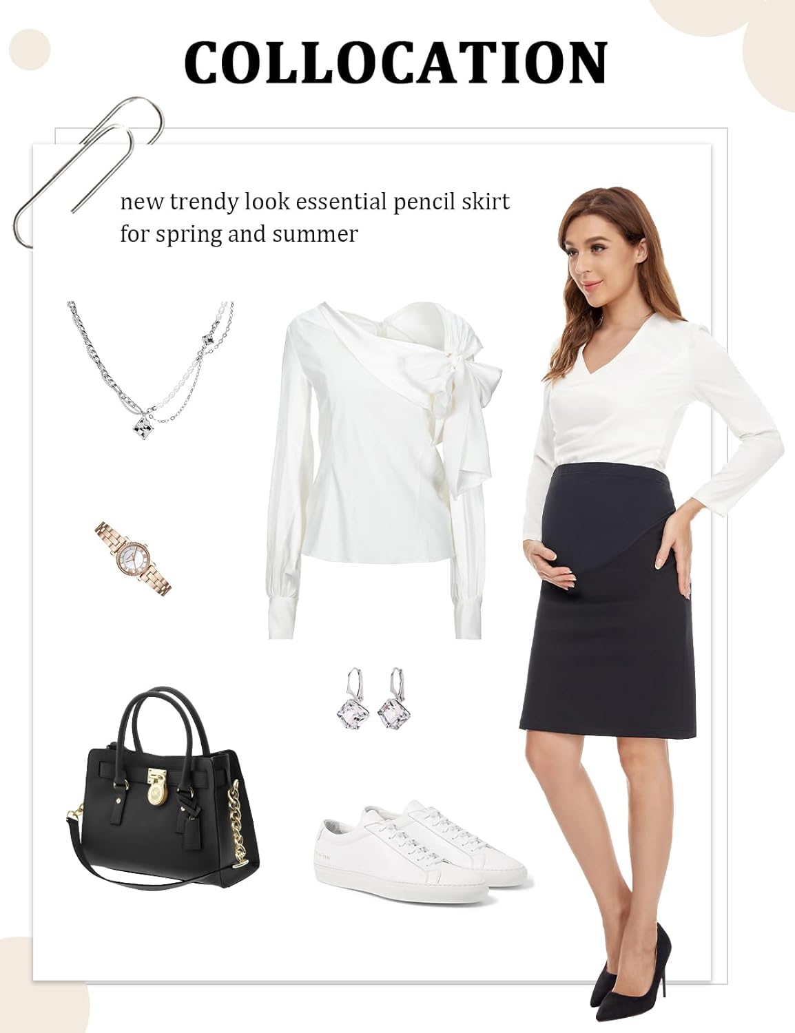 Tapata Women's Maternity Skirts Over The Belly Midi Stretchy Pencil Skirt with Waistband Extenders Pregnancy Dress - Image 6