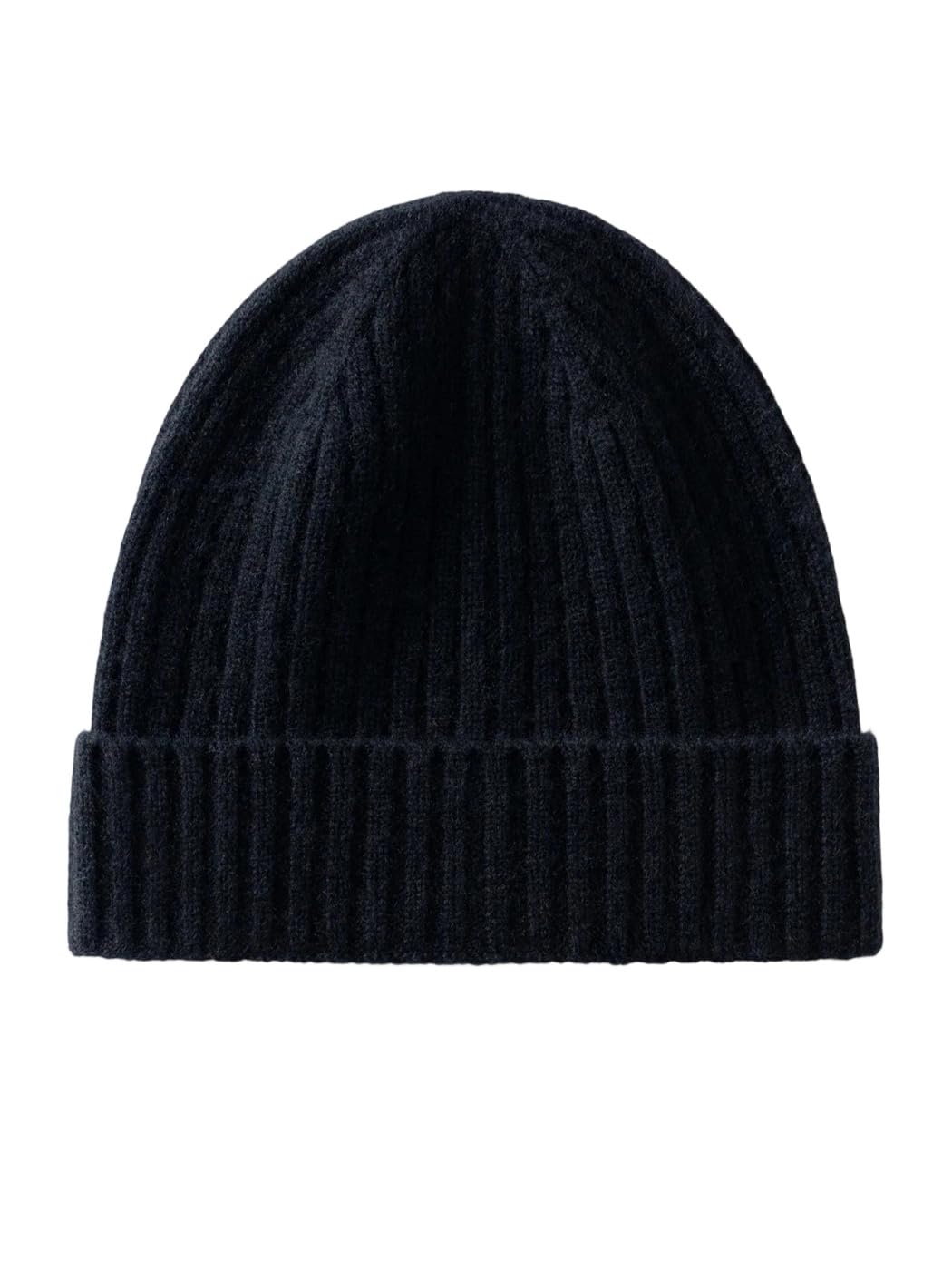 Bonnet en maille cachemire pour femme élégant et doux en tricot côtelé noir