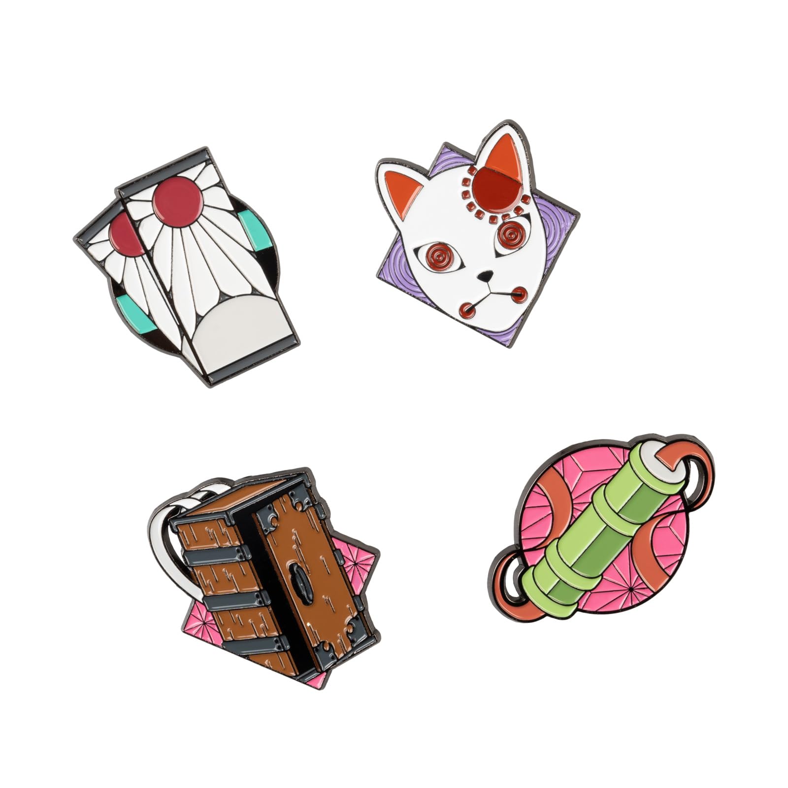 Grupo Erik Set of 4 Enamel Pins - Demon Slayer Merch | Cute Pin Badges, Bag Pins | Demon Slayer Gifts under 15 Pounds, Anime Gifts for Friends