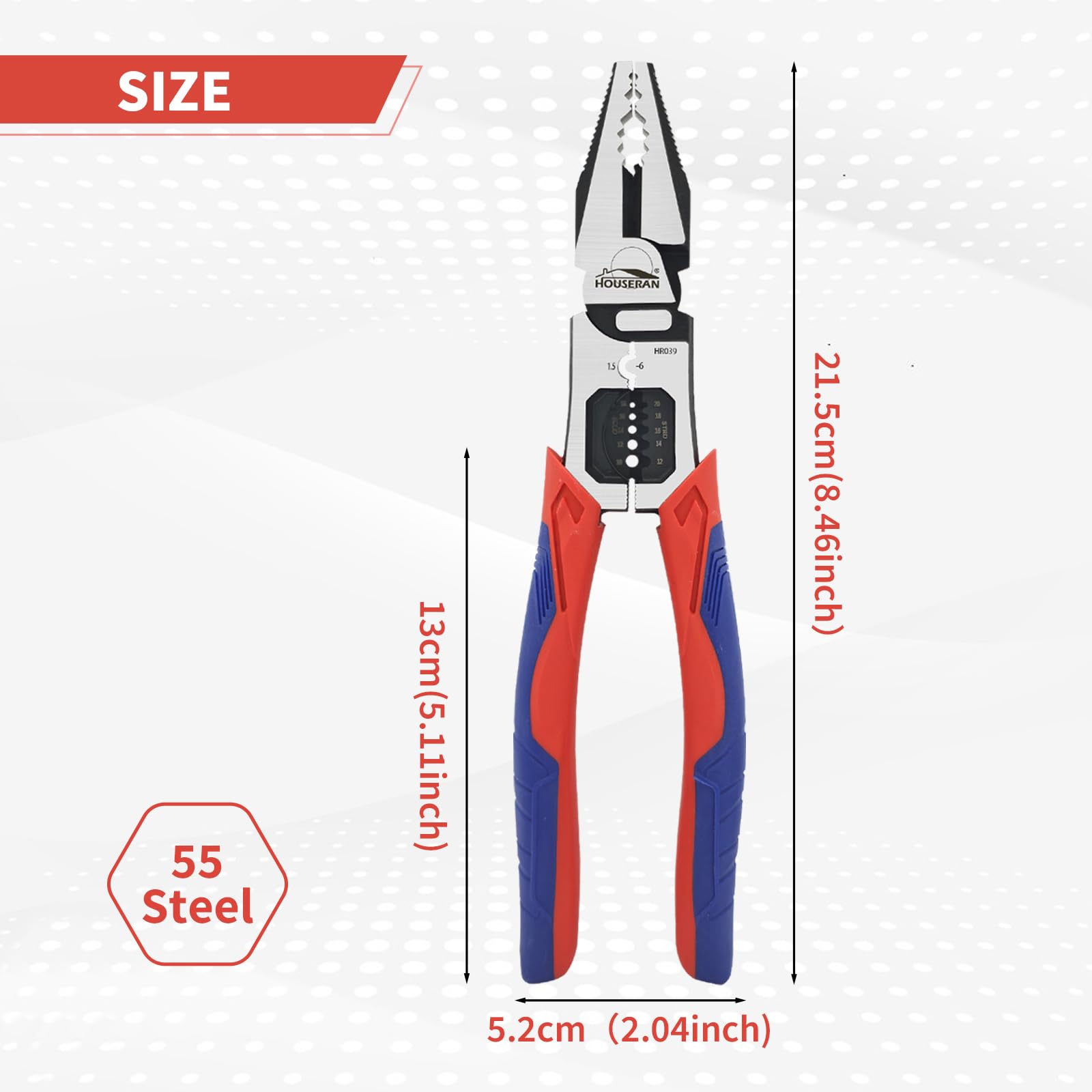 HOUSERAN Linemans Pliers, Combination Pliers with Wire Stripper and Crimper, 8 Inch Lineman Plier - Image 2