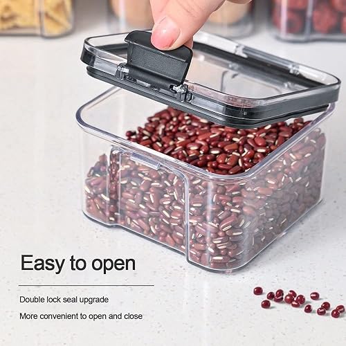 Miniatura 6 de GENIGW - 6 recipientes de cocina, organizador de condimentos, tarros de almacenamiento para cereales, tarros para tarros a granel con tapa