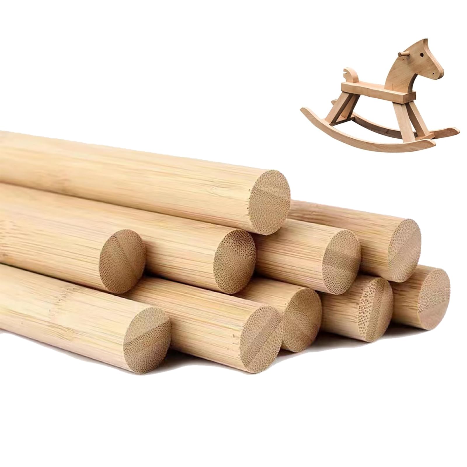 DaTpuik 2 PCS Dowel Rods Wood Sticks Wooden Dowel Rods - 1 x 36 Inch Unfinished Bamboo Sticks - for Crafts and DIYers