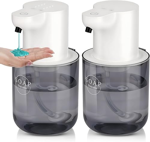 Miniatura 1 de Paquete de 2 dispensadores automáticos de jabón, dispensador automático de jabón líquido sin contacto, dispensador eléctrico montado en la pared,
