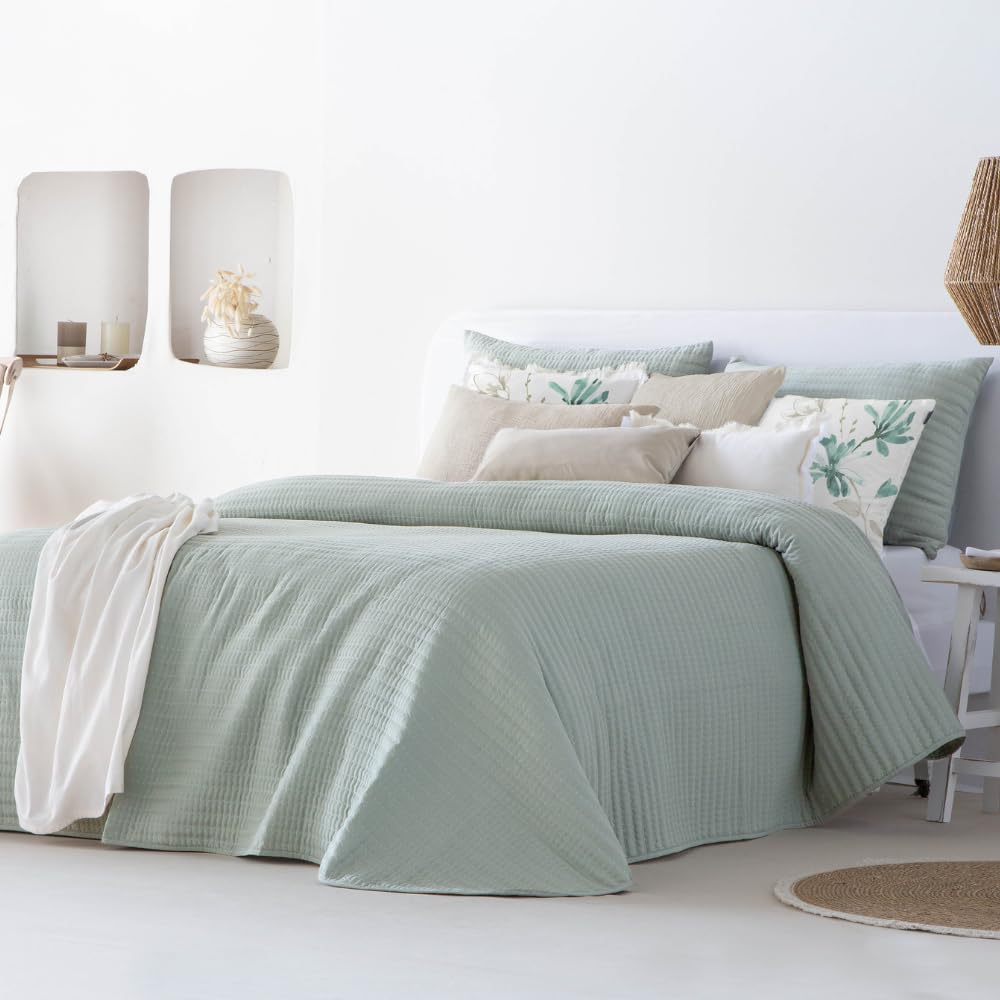 Antilo Colcha Bouti Modelo Linette de Fundeco Primavera otoño (Verde, Cama 150/160 (250 x 270 cm.))