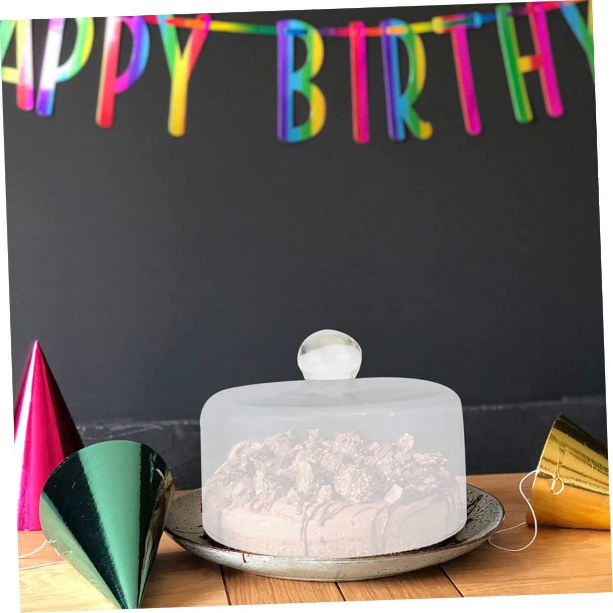 Cloche Verre Couvercle à Gâteau en Verre Protection Réutilisable pour Desserts et Buffets Facile à Utiliser