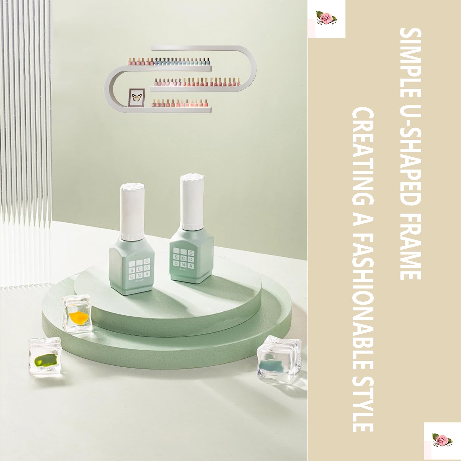 2 Pezzi A Forma di U da Parete per Smalti, Organizer Multifunzionale per Salone/Bellezza/Negozio di Unghie, Porta Profumo,Bianca
