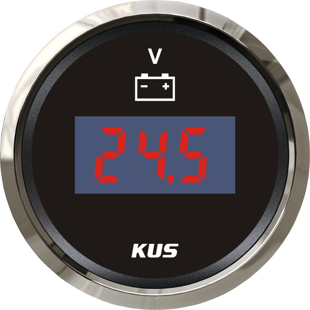KUS Digital Voltmètre Jauge de tension 9–32V 52mm avec rétroéclairage