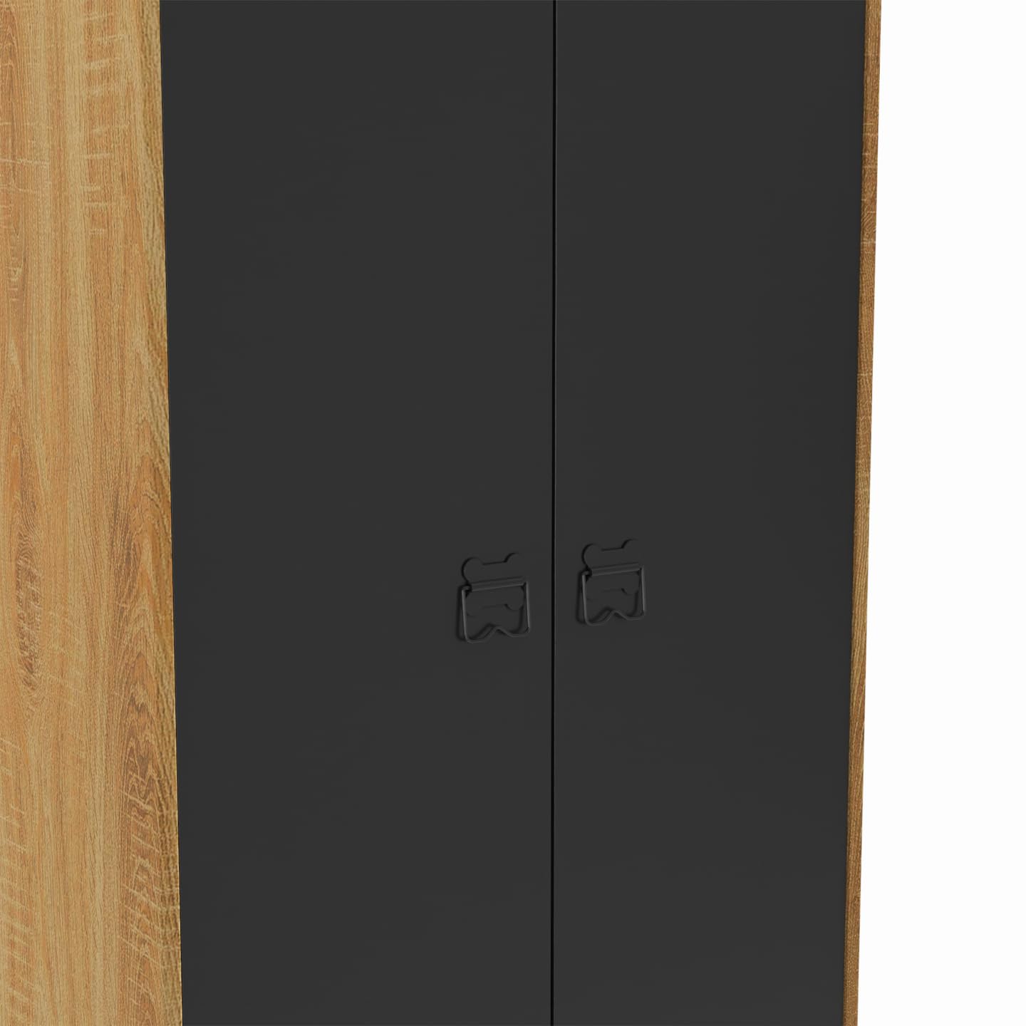 IDMarket – Armario Ester 2 puertas metal negro y contorno madera diseño industrial
