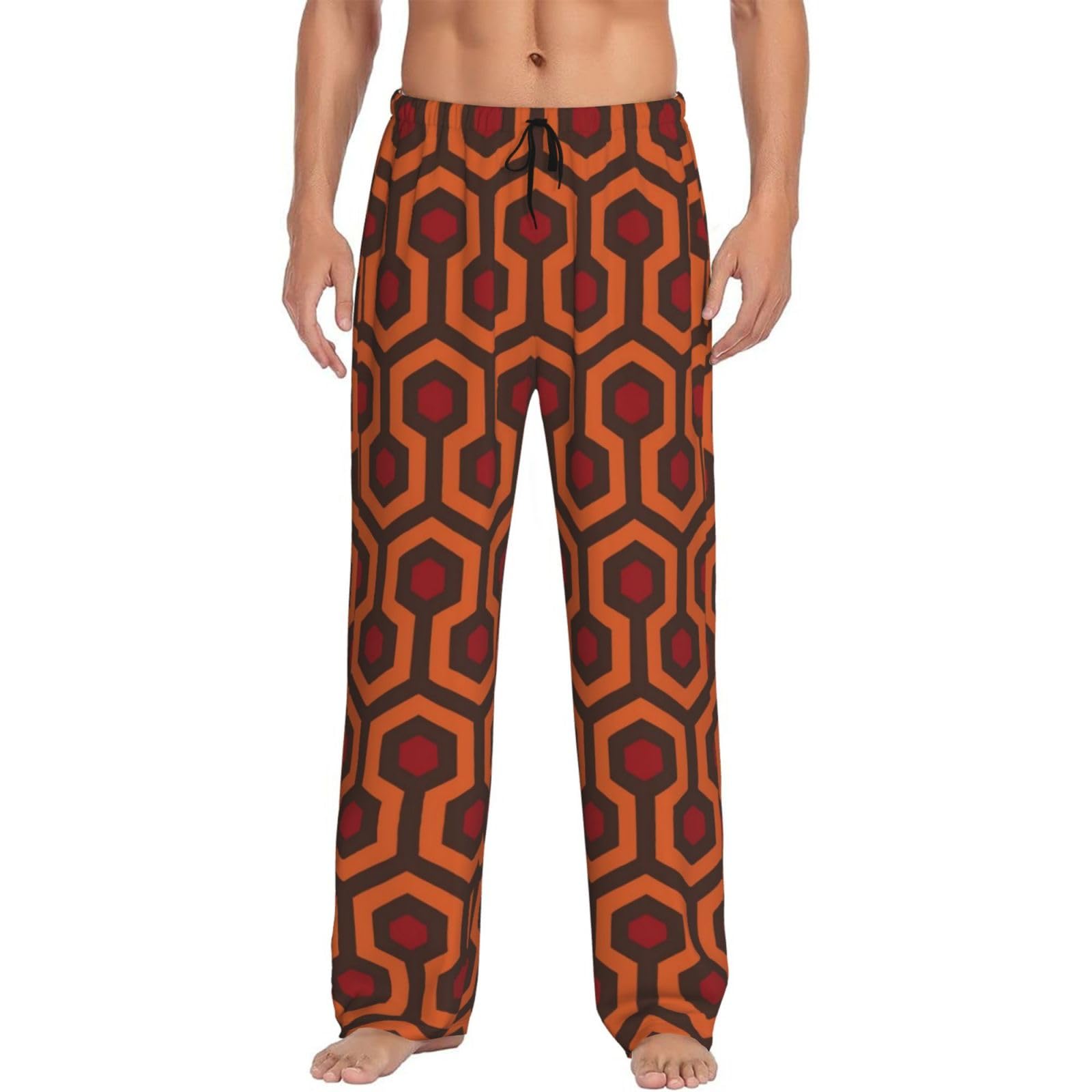 Pocuk Men's Black Shining Overlook Pajama Pants Loose Leisure Loungewear Lie In Bed Sofa With Pockets Elastic Waist