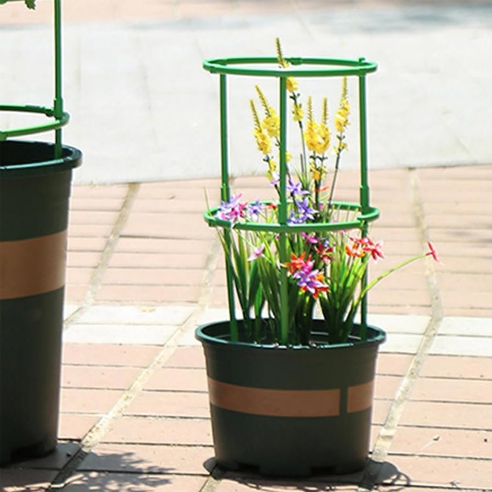 Large Size 6 Packs Flower Support Plant Stakes for Tomato Monstera Peony Hydrangea Climbing Plant Stand Stakes with Garden Wire Ties for Indoor Plastic Stackable Garden