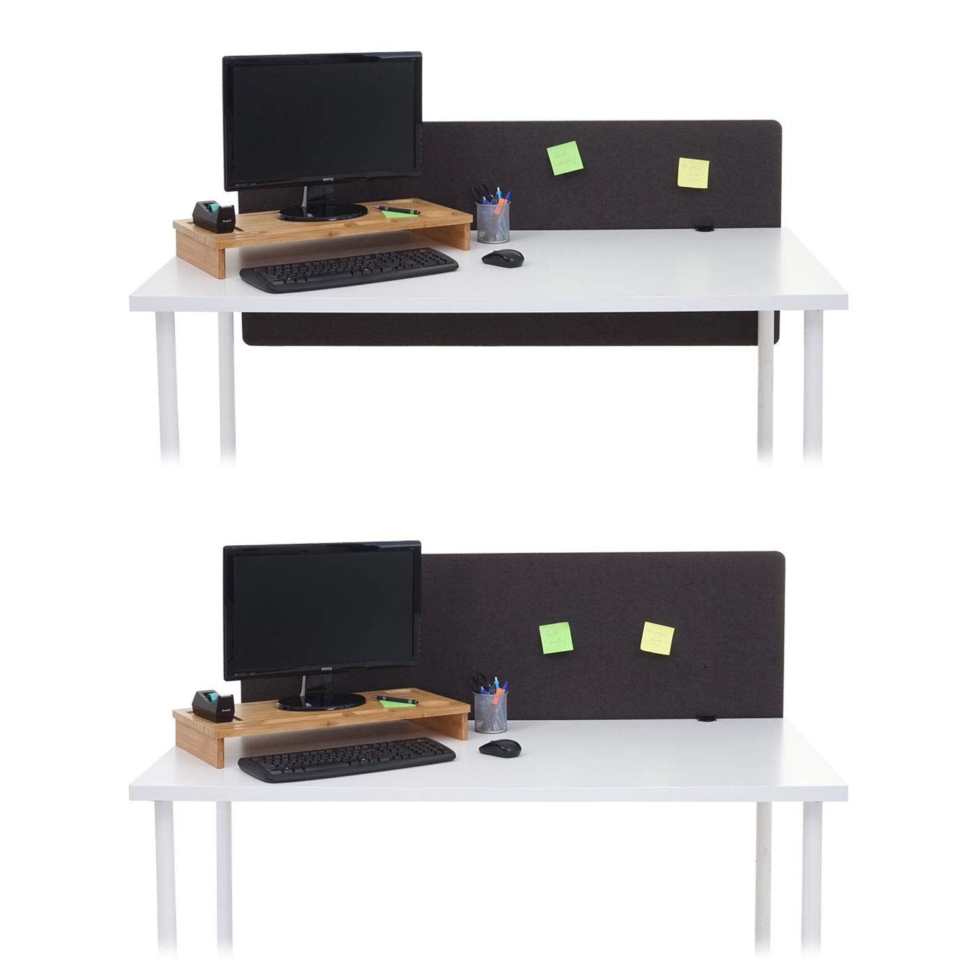 Mendler Akustyczna ścianka działowa HWC-G75 materiał/tkanina - 60 x 140 cm brązowo-szara | Biurowa osłona prywatności, biurko, tablica korkowa, podwójne ścianki