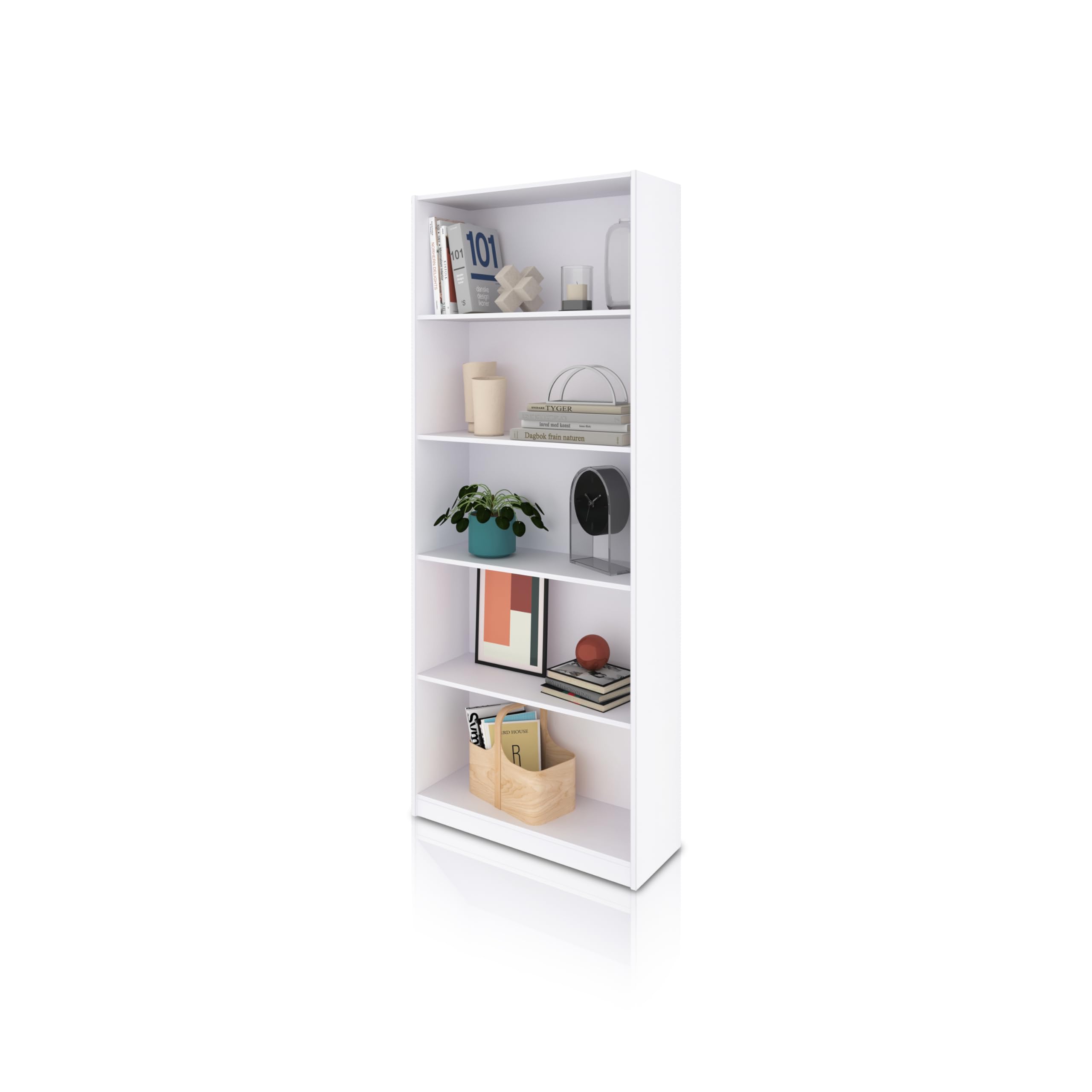 duehome | Estantería de Oficina Alta, Estanteria Despacho, Modelo Sasha, Acabado en Color Blanco Artik, Medidas: 201 cm (Alto) x 80 cm (Ancho) x 28 cm (Fondo)
