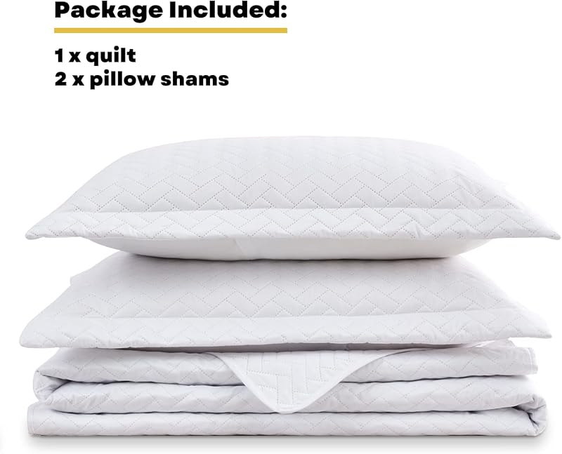 Maple&Stone White Quilt Set Queen Size, Lightweight Bedspread image 6
