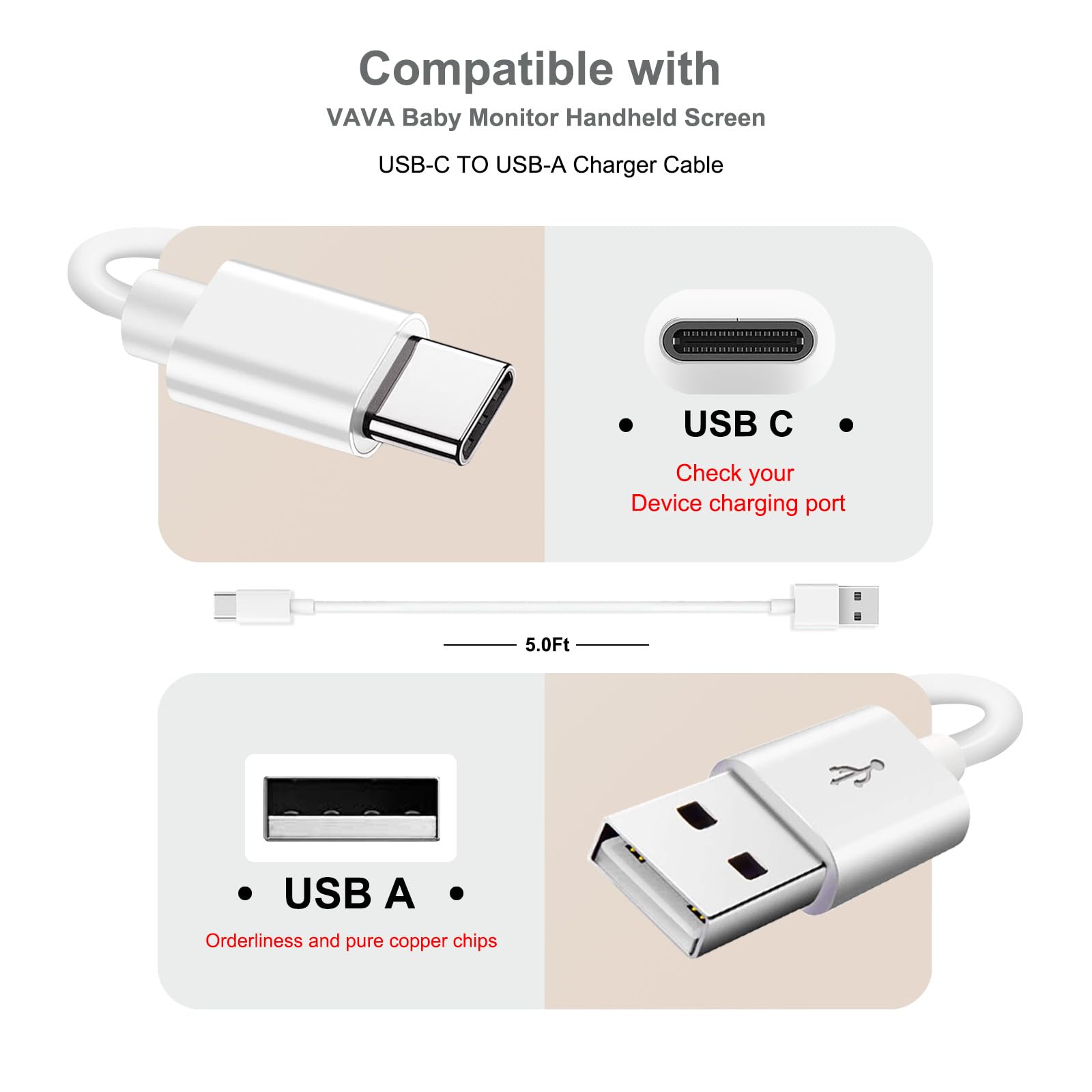 Lot De 2 Câbles USB-C De 3 M De Long - Câble De Charge Et De