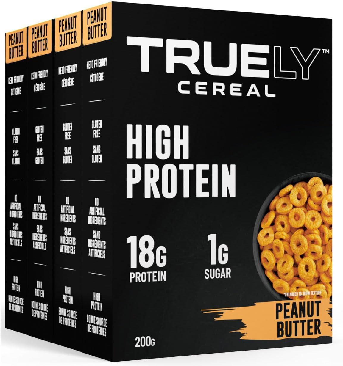 Truely High Protein Cereal For Athletes Peanut Butter, Pack of 4