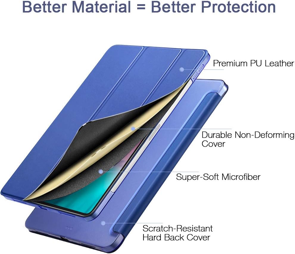 ESR Yippee Trifold Smart Case for iPad Pro 11" 2018, Auto Sleep/Wake [Support 2nd Gen Pencil Wireless Charging], Lightweight Stand Case, Hard Back Cover for iPad Pro 11" 2018, Navy Blue