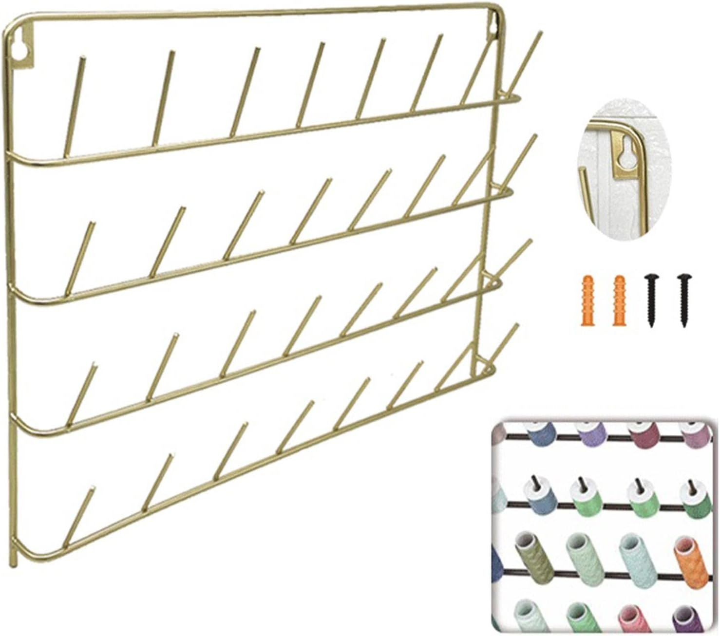 Metal Thread Rack Organizer Wall Mount Embroidery Storage Cone Thread Holder