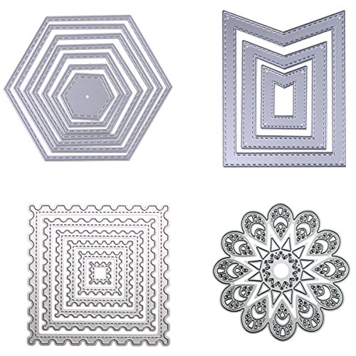 Dies Cut Cutting Die Nesting for Cards Making Scrapbooking Metal Stencils Wreath Sunflower Wavy Stitched Square Hexagon Sunflower Embossing for DIY Photo Album Decorative Embossing DIY Paper(Set 8)