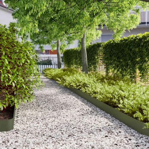 Genérico Bordes césped 10 uds Acero Laminado frío Verde Oliva 15x103 cm,Bricolaje,Vallas de jardín,Ribetes y Bordes para jardín-860145