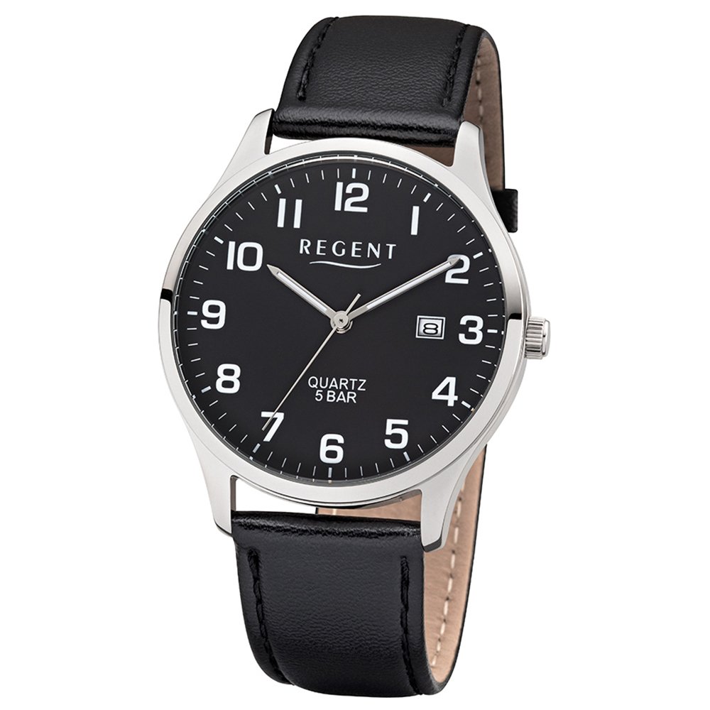 Regent Herren Analogquarz Uhr mit Lederarmband, 39 mm – Modell 11110832