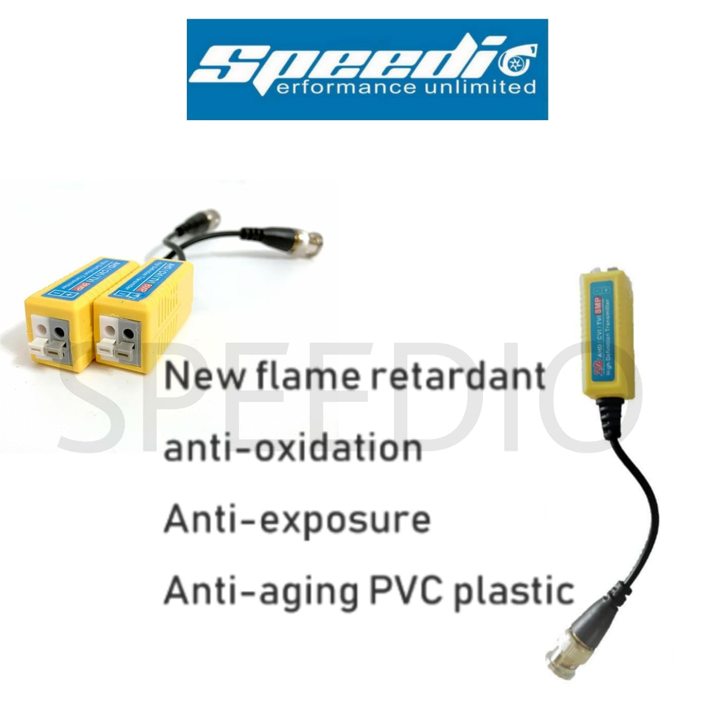 Speedio 8Mp Bnc Connector/Video Balun Connector For CCTV Cameras Compatible in all formats and Cables 298 AHD CVI TVI Coax to UTP Cat6 / Pack of 2 Pair 4