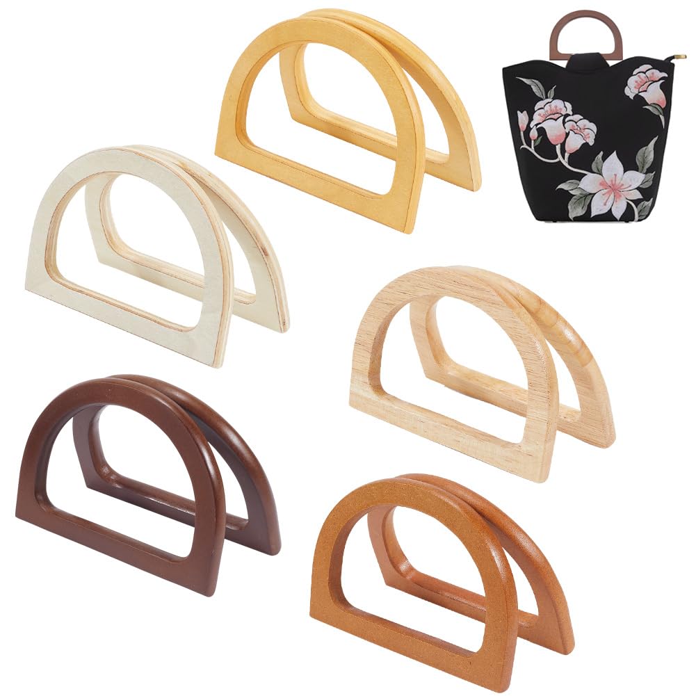 Asas de madera para bolsos Beebeecraft: repuestos en 5 colores para ganchillo y lona