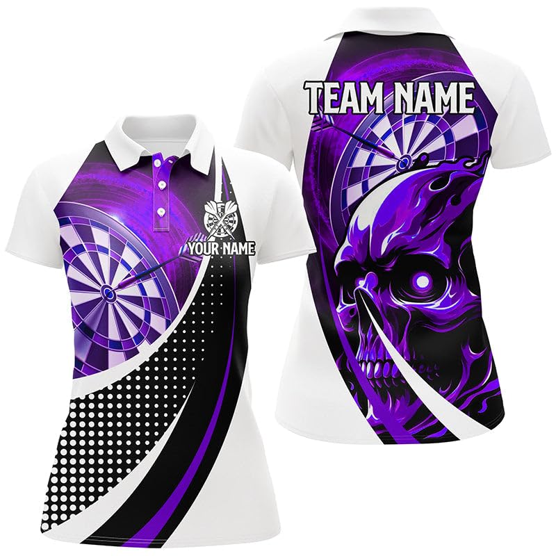 Personalisierte lila Dartscheibe 3D-gedruckte Totenkopf-Dartshirts für Männer & Frauen - Individuelle Coole Dart-Team-Trikots T1989