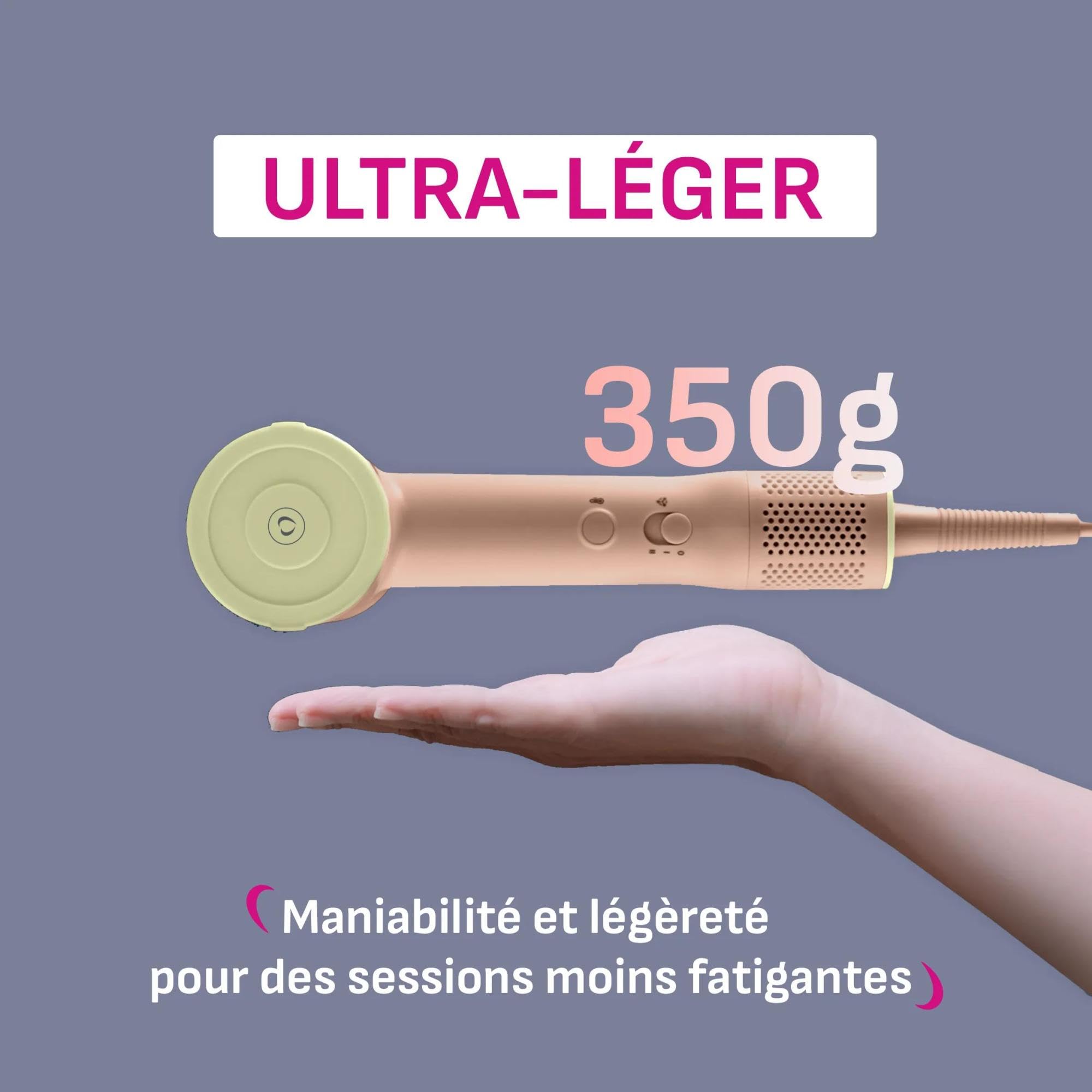 Calor Blumia, Sèche-cheveux ultra compact et léger, Moteur digital, Flux d'air 225km/h, Contrôle de température, Buse magnétique, Facile à ranger et transporter, Pêche, HY5N11C0