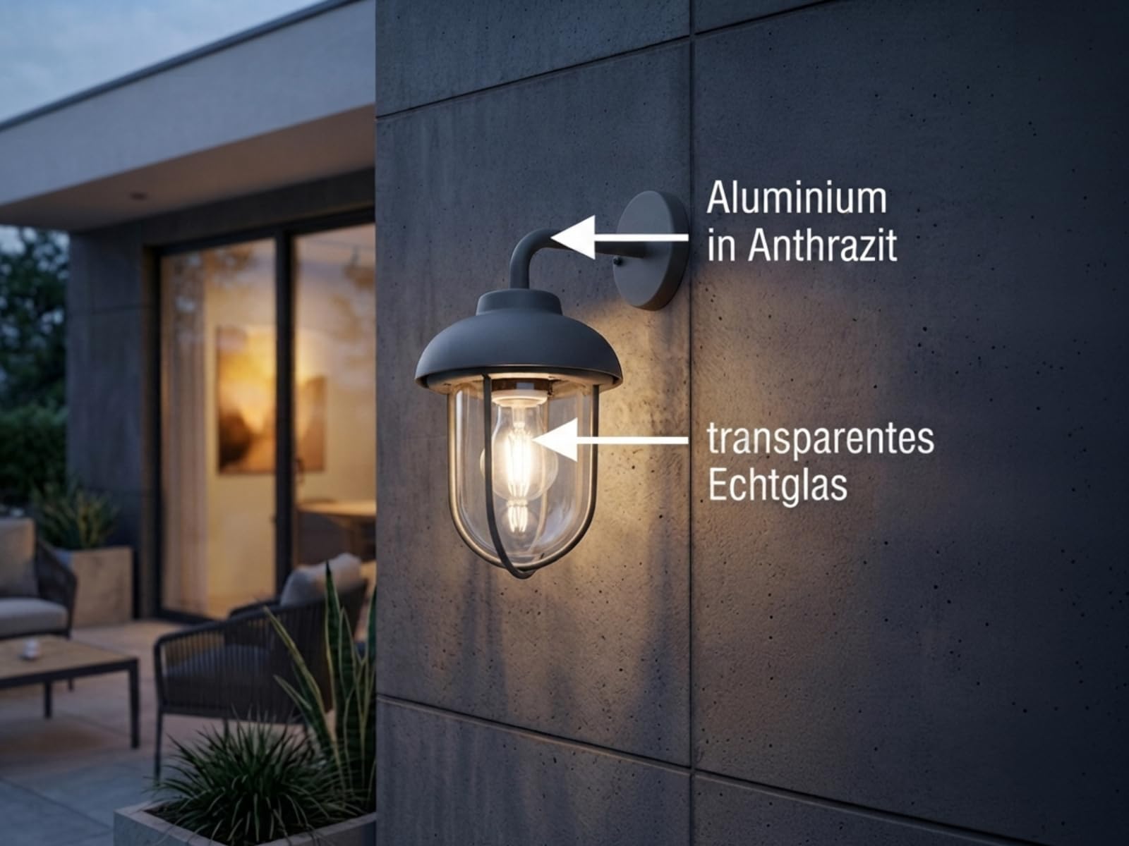 Trio Leuchten Duero 202760142 - Lámpara de pared (aluminio fundido a presión, cristal transparente, 1 bombilla E27)