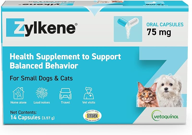 Suplemento para Relaxamento de Gatos e Cães Pequenos Vetoquinol Zylkene 75 mg – 14 Cápsulas
