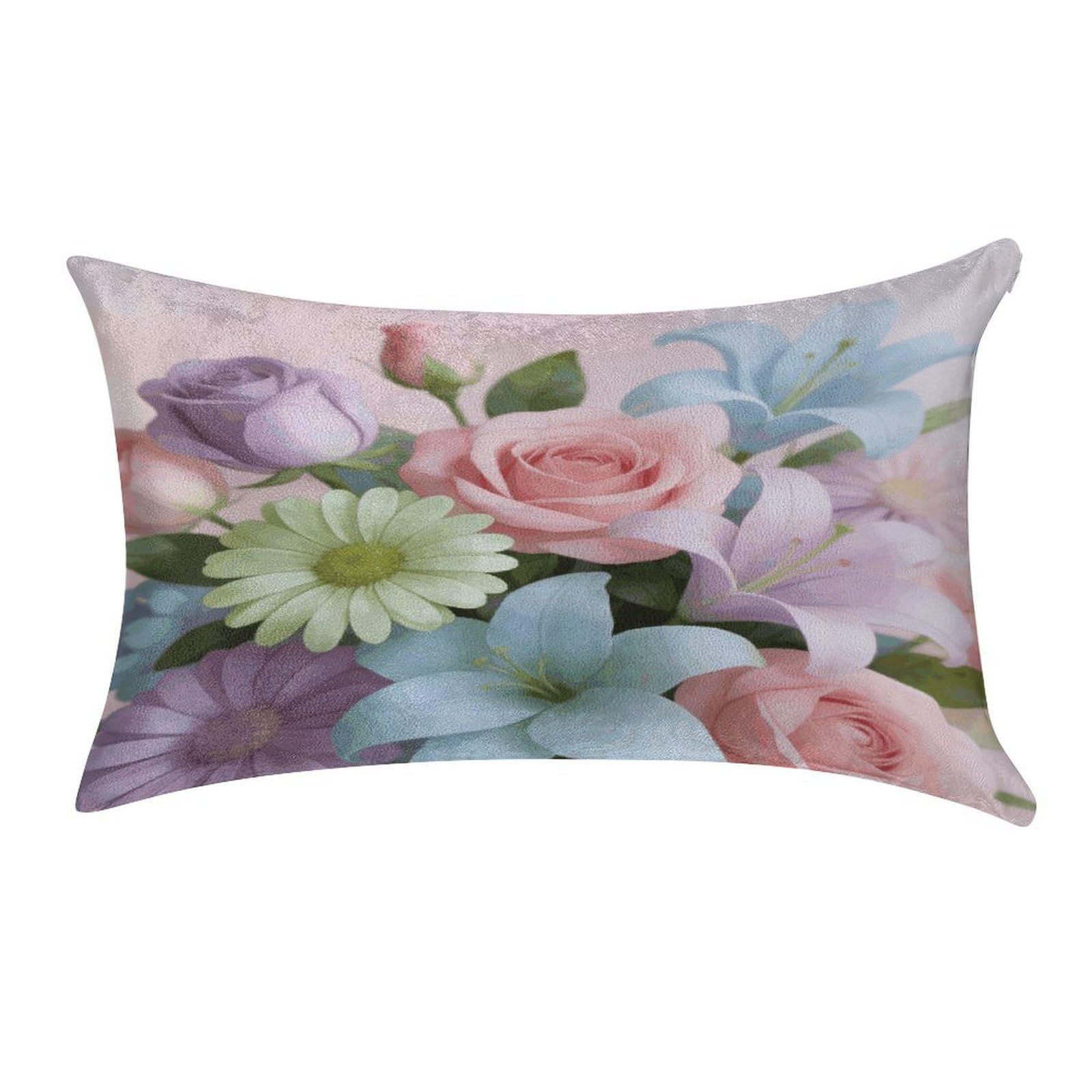 Fodpand Style Pastel Bloom Pillowcase,Elegant Designed Home Decor,Velvet Pillowcase,Soft And Cozy,Pillow Case Cover With Hidden Zipper For Bedroom, Sofa, Couch